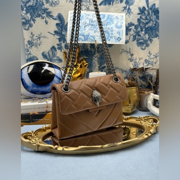 🆕 KURT GEIGER LONDON 🧿 NWOT Leather Mini Kensington Bag, Camel - Picture 2 of 16